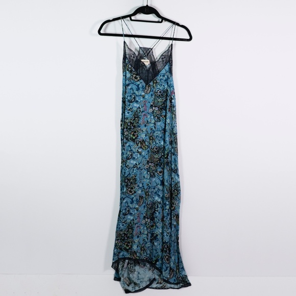 NEW Zadig & Voltaire Risty Bohemian Print Pattern Oxford Patch Midi Slip Dress - Picture 1 of 5